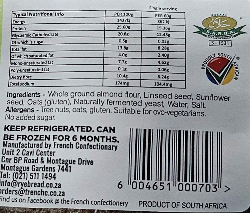 Low Carb Nutri Sourdough Oval  650g